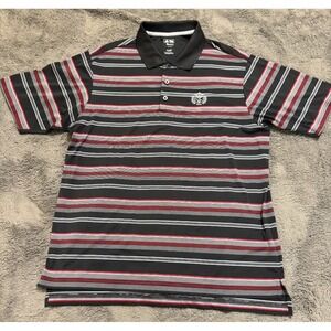 Adidas Climacool Golf Shirt Mens XL Black Red Striped Westwood Country Club Ohio